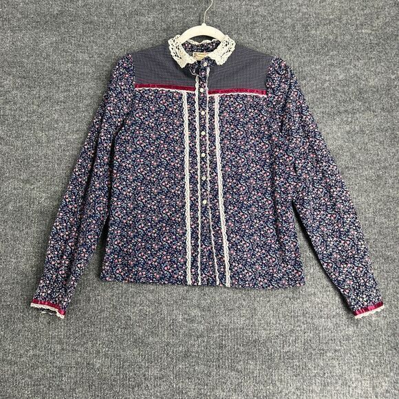 Gunne Sax Tops - Vintage Jessicas Gunnies Gunne Sax Floral Blouse Size S Mixed Print 70s Lace